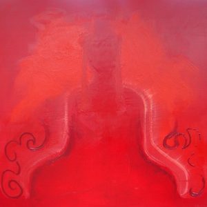 'Red Buddha' - Olieverf Op Doek - 110x110cm - Apeldoorn 2004