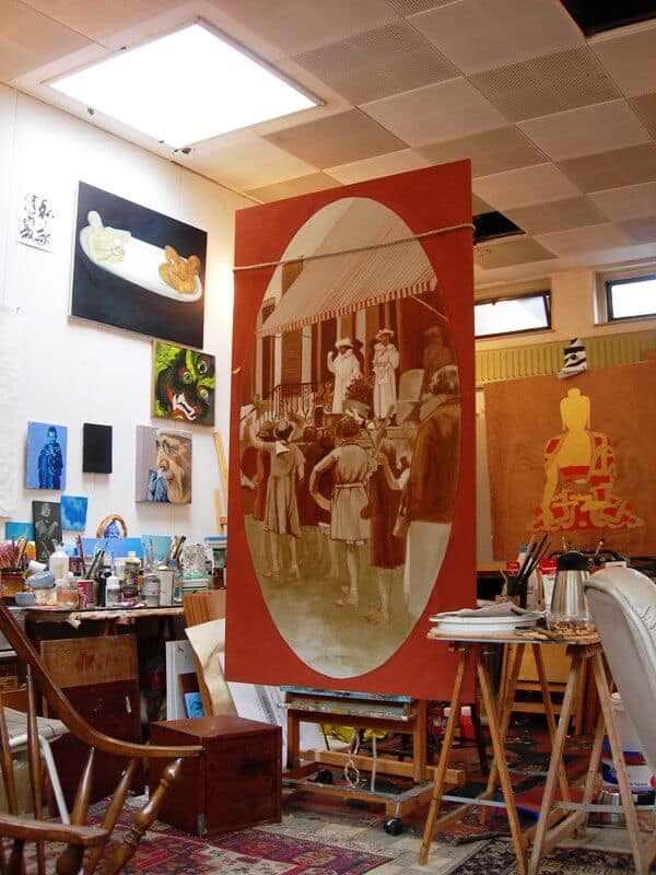 penpaints-Gevelschildering Hubertus Nobelstraat -Panelen schilderen in mijn atelier-Apd2009.
